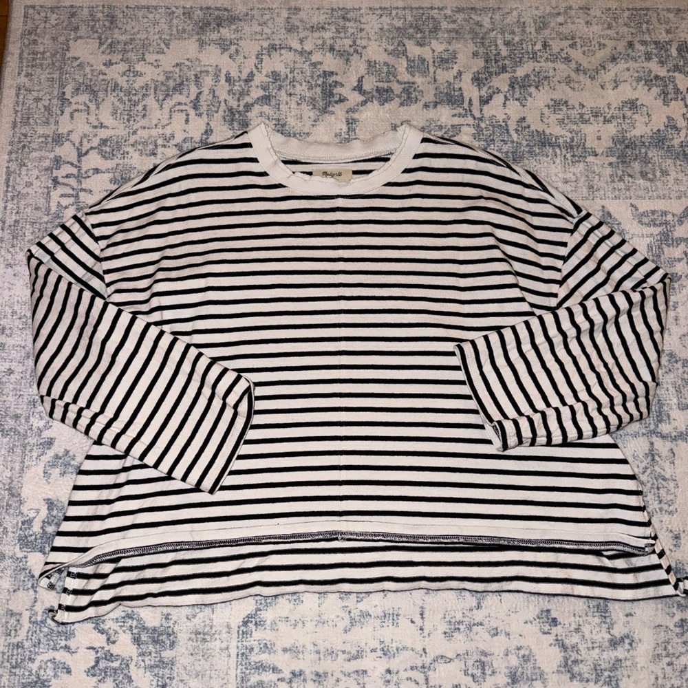 Madewell Black and White Striped Long Sleeve Tee